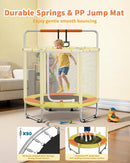 55” Trampoline for Kids, Powder-Coated Mini Trampoline for Toddlers, Indoor Outdoor Toys with Adjustable Gymnastics Bar, Swing, Basketball Hoop, Birthday Gifts for Boys & Girls Ages 1-8 by TinyTreasures Baby Boutique