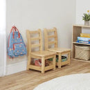 ECR4Kids Three Rung Ladderback Chair with Storage, 10in Seat Height , Classroom Seating, Honey, 2-Pack by CozyNest Decor