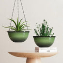 12 inch Hanging Planters for Indoor Outdoor Plants, 2 Pack Large Hanging Flower Pots with Drainage Holes and Chain, Glazed Hanging Baskets for Home Garden Decoration, Green by GreenHaven Gardens
