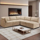 HOOOWOOO Modular Sectional Sofa,5 Pieces Sectional Couches for Living Room,98X98 L Shaped Cloud Couch Set(Beige Velvet Corduroy) by CozyNest Decor