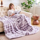 Lotus Karen Faux Fur Throw Blanket Tie-Dye Purple - Big Bubble Rabbit Fluff Blanket for Couch, Large Fluffy Fuzzy Cozy Blanket,Thick Furry Plush Shaggy Blankets,108x90 Inches by CozyNest Decor