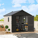 Patiowell 8 x 10 FT Resin Outdoor Storage Shed with Floor, Plastic Shed with Window and Lockable Door for Garden, Backyard, Tool Storage Use, Easy to Install in Beige (Kick-it Shed) by GreenHaven Gardens
