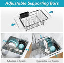 MAJALiS Dish Drying Rack in Sink - Small Dish Drainers for Kitchen Sink, Over The Sink Dish Racks with Utensil Holder, Stainless Steel Dish Rack in Sink, Black by CozyNest Decor
