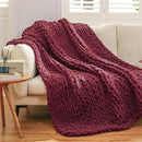 WESHIONGOO Chunky Knit Blanket Throw 50"×60" Knitted Throw Blankets for Couch Bed Fluffy Soft Blanket with Jumbo Chenille Yarn Thick 100% Handmade(Burgundy Red) by CozyNest Decor
