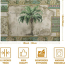 Tropical Palm Tree Placemats Set of 4 Summer Vintage Green Leaf Kitchen Table Mat 12x18 Inch Hawaii Beach Jungle Plant Tree Heat Resistant Washable Linen Place Mats for Dining Tables by CozyNest Decor