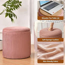 Ottoman with Storage Set of 2, Velvet Storage Ottoman, Upholstered Sponge Vanity Stool Support 300lbs, Multifunctional Coffee Table Foot Rest Ottomans for Living Room Bedroom, Pink by CozyNest Decor