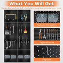 88 PCS Pegboard Panels Metal Black with Accessories Kit, Heavy Duty Steel Peg Boards Wall Tool Organizer with Screw, Bins, Hooks, Peg Locks for Garage, Tool Storage, Office, Craft Room, Kitchen by GreenHaven Gardens
