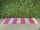 Del Mex Classic Mexican Blanket, Large Authentic Woven Falsa Throw (70"x50"), Artisan Southwest Décor for Beach, Yoga, Outdoors (Orange/Pink/Blue) by CozyNest Decor