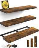 BAYKA Floating Shelves for Wall, 36 inches Wall Mounted Rustic Wood Shelves for Bathroom, Bedroom, Living Room, for Storage/Decor with 30lbs Capacity（Rustic Brown,Set of 3 by CozyNest Decor