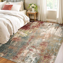 Washable Area Rugs 4'x6' Non-Slip Modern Abstract Soft for Living Room Entryway Bedroom Nursery, Print Pattern, Brown Rust Red Multi by TinyTreasures Baby Boutique