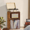 LEYAOYAO 2 Cube Bookshelf,Brown Record Player Stand Holds up to 100 Albums, Mini Wood Book Shelf Storage Organizer,Turntable Stand with Vinyl Storage Cabinet, Narrow Open Bookcase for Small Spaces by CozyNest Decor