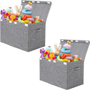 popoly 2 Pack Large Toy Box Chest with Lid, Collapsible Sturdy Toy Storage Organizer Boxes Bins Baskets for Kids, Boys, Girls, Nursery, Playroom, 25"x13" x16" (Linen Gray) by TinyTreasures Baby Boutique
