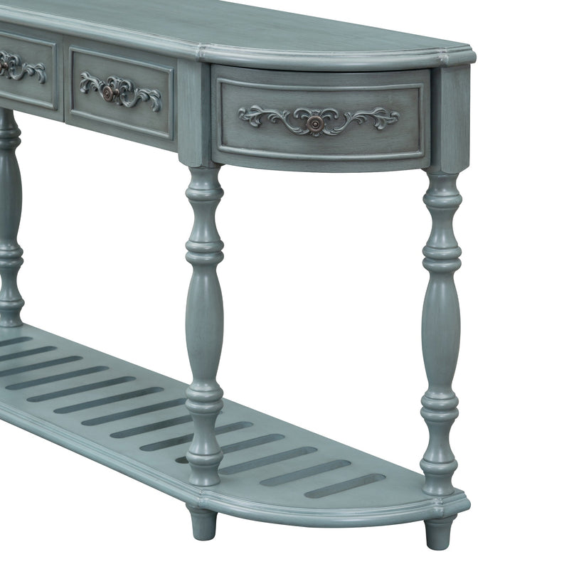 52"Modern and Contemporary Curved Console Table Sofa Table Entryway Table for Hallway Living Room Bedroom with 4 Drawers and 1 Shelf