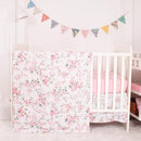 CaSaJa Baby 3-Piece Crib Bedding Set for Boys Girls, Including Soft Quilted Comforter(Blanket), Fitted Crib Sheet and Skirt, Soft Nursery Bedding Set Made of Silky Comfy Materials, Watercolor Floral by TinyTreasures Baby Boutique