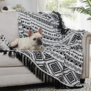 CASAAGUSTO Boho Throw Blanket - Black and White Decorative Blankets with Tassel, Printed Flannel Bohemian Blanket for Chair, Bed, Sofa, Couch(60 * 80, Black and White) by CozyNest Decor
