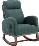 Dolonm Nursery Rocking Chair for Living Room, Upholstered Mid-Century Modern Nursery Rocking Armchair Tall Back Accent Glider Rocker, Emerald by TinyTreasures Baby Boutique