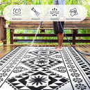 Waterproof Outdoor Rug 6x9ft, Reversible Plastic Straw Mat Rugs for Patio RV Deck Porch Backyard Balcony Camping Picnic Beach Indoor Outdoor Carpet, Black&White by CozyNest Decor