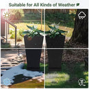 Metal Planter 30" H - 2 Pack, Tall Planters with Removable Insert Shelve & Saucer Trays, Metal Outdoor Planters for Porch, Garden, Patio, Yard (Black) by CozyNest Decor