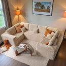 ovios Sectional Cloud Couch for Living Room, Modular Floor Sofa with Plush Corduroy, No Assembly Required, Big Comfy Couches Set with Fluffy Memory Foam, Stupendous U Shaped Sofas with Chaise, Grey by CozyNest Decor