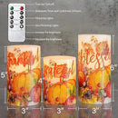 Thanksgiving Blessings LED Candles Pumpkin Glitter Desgin Real Wax Flickering Flameless Fall Harvest Battery Operated with Remote Timer 6H for House Warming Gifts New Home Table Tary Decor by GreenHaven Gardens