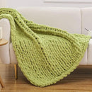 WESHIONGOO Chunky Knit Blanket Throw Knitted Throw Blankets for Couch Bed Fluffy Soft Blanket with Jumbo Chenille Yarn Thick 100% Handmade (Lime Green, 40"×40") by CozyNest Decor