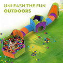 Playz 5-Piece Kids Pop up Play Tent Crawl Tunnel and Ball Pit with Basketball Hoop Playhouse for Boys, Girls, Babies, and Toddlers (Purple, Orange, Yellow, Red, Blue) by TinyTreasures Baby Boutique