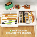 ANTOWIN Bamboo Drawer Dividers Organizers 16pcs, Expandable Drawer Separators Splitter, 17-22 inches Long Adjustable Spring-loaded Organizer for Large Utensil, Clothes, Tools Drawers (8+8) by CozyNest Decor