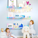 36 inches Iridescent Acrylic Floating Shelf,Wall Mounted Kids Bookshelf, Display Book Shelves for Kids Nursery Toddler Classroom 2 Packs by TinyTreasures Baby Boutique
