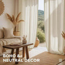 Joydeco Curtains, 108 Inches Long, 2 Panels Set, Farmhouse Drapes for Living Room, Semi-Blackout, Linen-Polyester, Ivory on Linen, Rod Pocket by CozyNest Decor