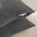 Fancy Homi 2 Packs Dark Gray Euro Decorative Throw Pillow Covers 28x28 Inch for Couch Bed Sofa, Rustic Farmhouse Boho Home Decor, Soft Corss Corduroy Patchwork Textured Square Cushion Case 71x71 cm by CozyNest Decor