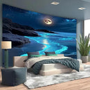 Nature Tapestry Forest Tree Sea Cave Wall Hanging, Stream Through Rainforest Landscape Wall Art Tapestry for Bedroom Living room (Blue Tears, 90"×70", Unframed) by CozyNest Decor