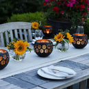 5.4” 4-Pack Decorative Metal Solar Patio Light with Flickering Flame, Waterproof Dusk-to-Dawn Garden Lantern, Matte Black by GreenHaven Gardens