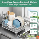 MOUKABAL Dish Drying Rack - Stainless Steel Dish Rack, Dish Racks for Kitchen Counter, Drying Rack Kitchen with Removable Utensil Holder, Drainboard and Glass Organizer (Grey) by CozyNest Decor