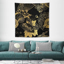 HZOHNAGO Japanese Tapestry Gold Flowers Umbrella Fan Pattern Printed Wall Tapestry Painting Wall Hanging for Bedroom Living Room Dorm 60" W x 60" H by CozyNest Decor