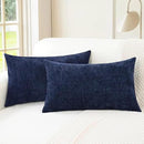 CaliTime Throw Pillow Covers Decorative 12 X 20 Inches Pack of 2 Cozy Chenille Cushion Cases for Couch Sofa Bed Living Room Home Navy Blue by CozyNest Decor