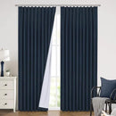 Vision Home Navy Blue Pinch Pleated Full Blackout Curtains Linen Blended Room Darkening Window Panels 84 inch for Living Room Bedroom Thermal Insulated Pinch Pleat Drapes with Hooks 60" Wx84 Lx1 by CozyNest Decor