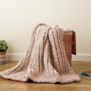 Battilo Chunky Knit Throw Blanket, Soft and Thick Chenille Throw Blanket, 50"x60" Handmade Cable Knit Crochet Blanket, Large Rope Knot Throw Blankets for Couch Sofa Bed Home Decor, Pink by CozyNest Decor