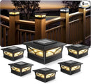 NIORSUN Solar Post Cap Lights Outdoor, 2 Modes LED, Deck Fence Post Solar Lights for 3.5x3.5 4x4 Caps Patio Garden Decoration, Warm White/Cool White Lighting Black 6 Pack by GreenHaven Gardens
