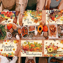 Thanksgiving Placemats Set of 6 Fall Plastic Table Mats Thanksgiving Day Place Mat Autumn Harvest Place Mats Washable Rustic Pumpkins Table Decoration for Indoor Outdoor Party Kitchen Dining by CozyNest Decor