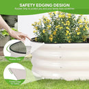 Galvanized Raised Garden Bed Outdoor - 4×2×1ft Planter Raised Beds for Gardening | Oval Metal Garden Planter Box with Safety Edging and Gloves for Vegetables Fruits and Flowers - White by GreenHaven Gardens
