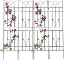 4 Pack Metal Garden Trellis 71" Black Fence Rustproof Garden Trellis for Climbing Plants Support Roses Flower Outdoor Lawn, Brown by GreenHaven Gardens