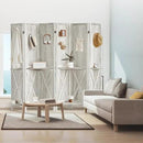 6 Panel Pegboard Display with 24 Hooks, Wooden Pegboard Room Divider Wall with Shelf, Rustic Room Dividers and Folding Privacy Screens, Bedroom, Jewelry Store, White by CozyNest Decor