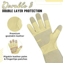 HANDLANDY Rose Pruning Gardening Gloves for Men Women, Thorn Proof Forearm Protection Leather Garden Gloves, Gardening Gifts for Gardeners (Beige- goatskin, Large (Pack of 1)) by GreenHaven Gardens