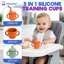 Silicone Transition Sippy Cup for 6+ month old | Includes 1 Toddler straw cup & 1 Baby Sippy Cup with Handles 5 oz | Perfect for Baby Led Weaning (Autumn/Mint, 5 oz) by TinyTreasures Baby Boutique