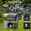 ROVSUN 4 Burner Propane Gas Grill with Side Burner, 58,000BTU BBQ Grills with Enameled Cast Iron Grates, Shelf & Cabinet for Outdoor Garden Patio Backyard Barbecue Cooking by GreenHaven Gardens