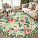 Floral 4ft Area Rug Machine Washable Soft Print Boho Carpet Non Slip Doormat Low Pile Flower Area Rugs for Living Room Bedroom Nursery Kitchen Dining Room Indoor-Light Green by TinyTreasures Baby Boutique