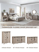 T4TREAM 48'' Farmhouse Dresser for Bedroom w/4 Drawers & Sliding Barn Doors, Tall Chest of Drawers, Rustic Dresser TV Stand w/Shelf, Organizer for Bedroom, Living Room, Foyer,Light Rustic Oak by TinyTreasures Baby Boutique