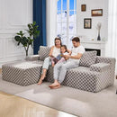Hobestluk 96” Modular Sectional Sofa Couches L-Shape Couch 3 Seat Modular Sofa Memory Foam Sectional Couches for Living Room, Cloud Couch with Oversized Chaise (Grey, Checked (Left Facing Chaise)) by CozyNest Decor