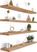 36 Inch Floating Shelves for Wall Rustic Light Wood Wall Shelves for Bedroom Set of 4 by CozyNest Decor