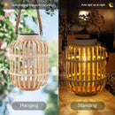 pearlstar Outdoor Solar Lanterns Light Rattan Natural Lantern with Handle for Hanging or Table Lamp for Patio Yard Garden Wedding Home Decoration, Edison Bulb, Auto on/Off (Style 4) by GreenHaven Gardens